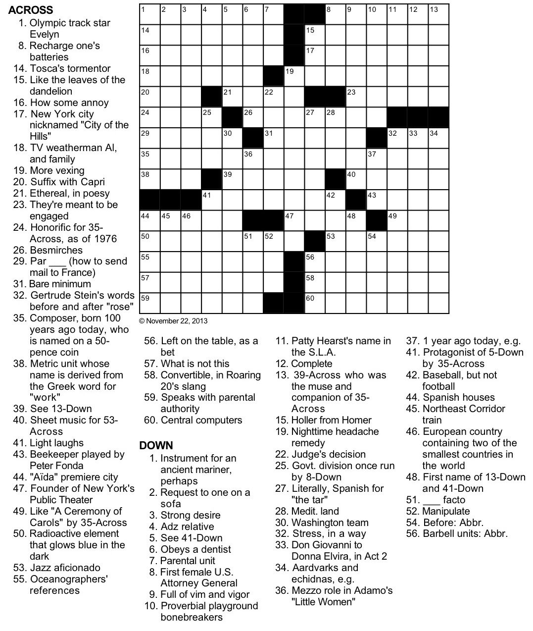 Printable Country Music Crossword Puzzle Sally Crossword Puzzles