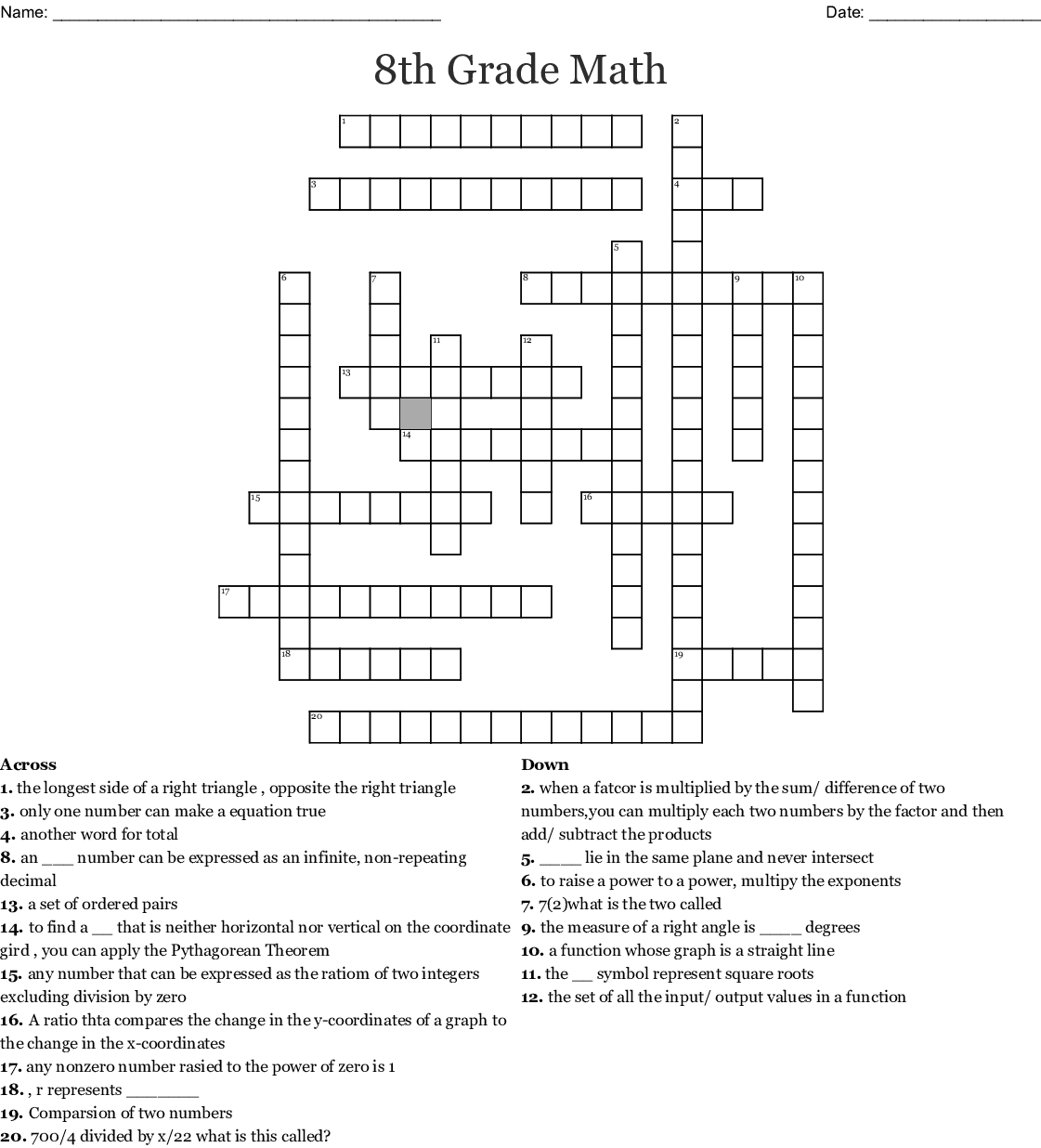 8Th Grade Math Word Search Wordmint Crossword Puzzles Printable 8Th 