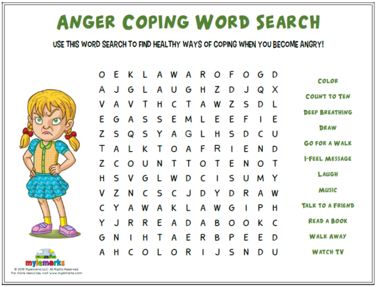 Anger Word Search Puzzles