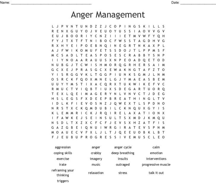Anger Crossword Puzzles Printable