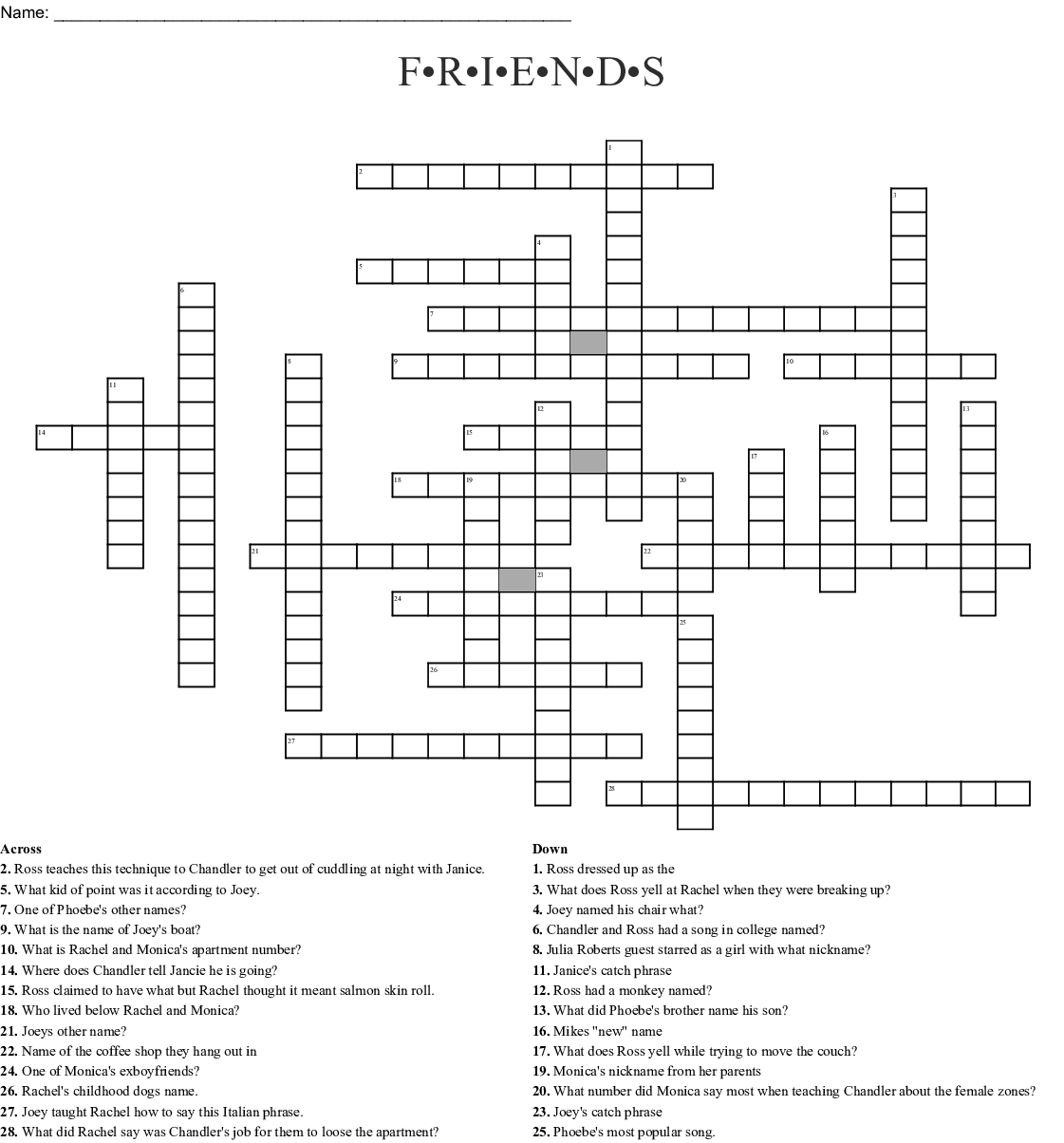Band That Sang The Friends Theme Song Crossword Theme Image