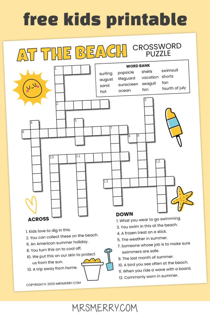 Beach Crossword Puzzles Printable