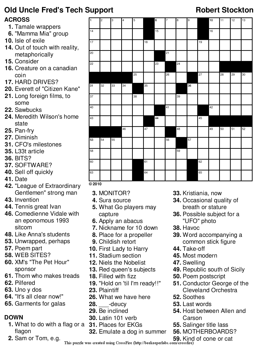 Beekeeper Crosswords Printable Newspaper Crossword Puzzles 
