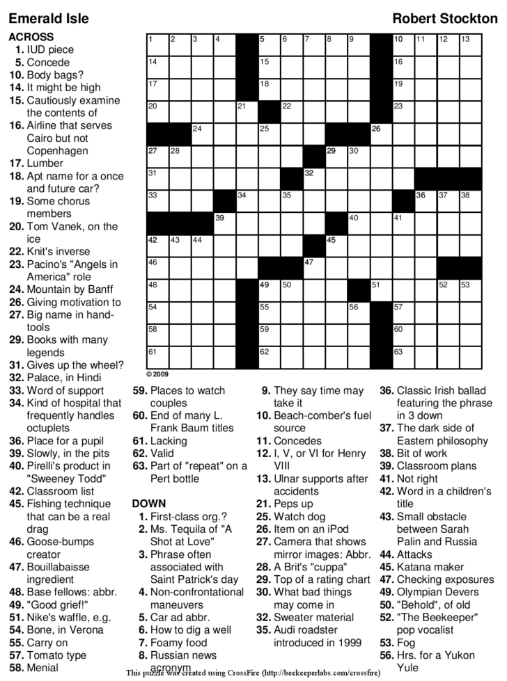 Will Short Printable Crossword Puzzles