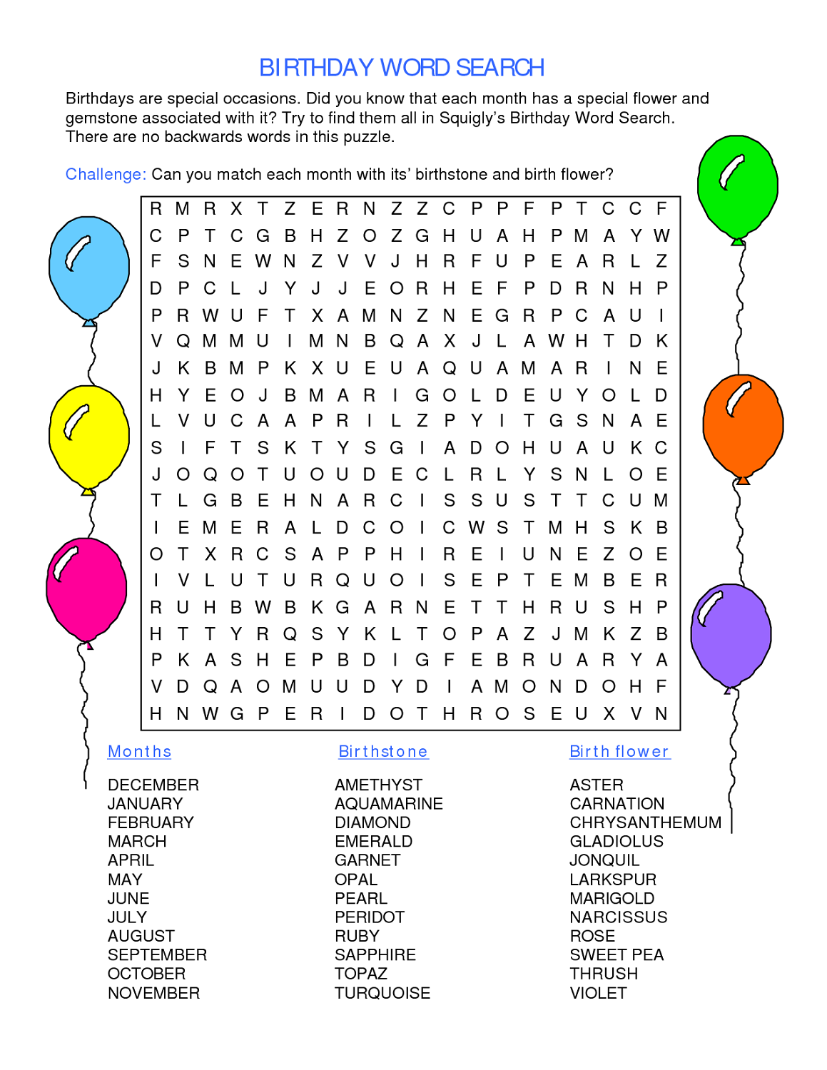 Birthday Crossword Puzzle Printable Printable Template Free
