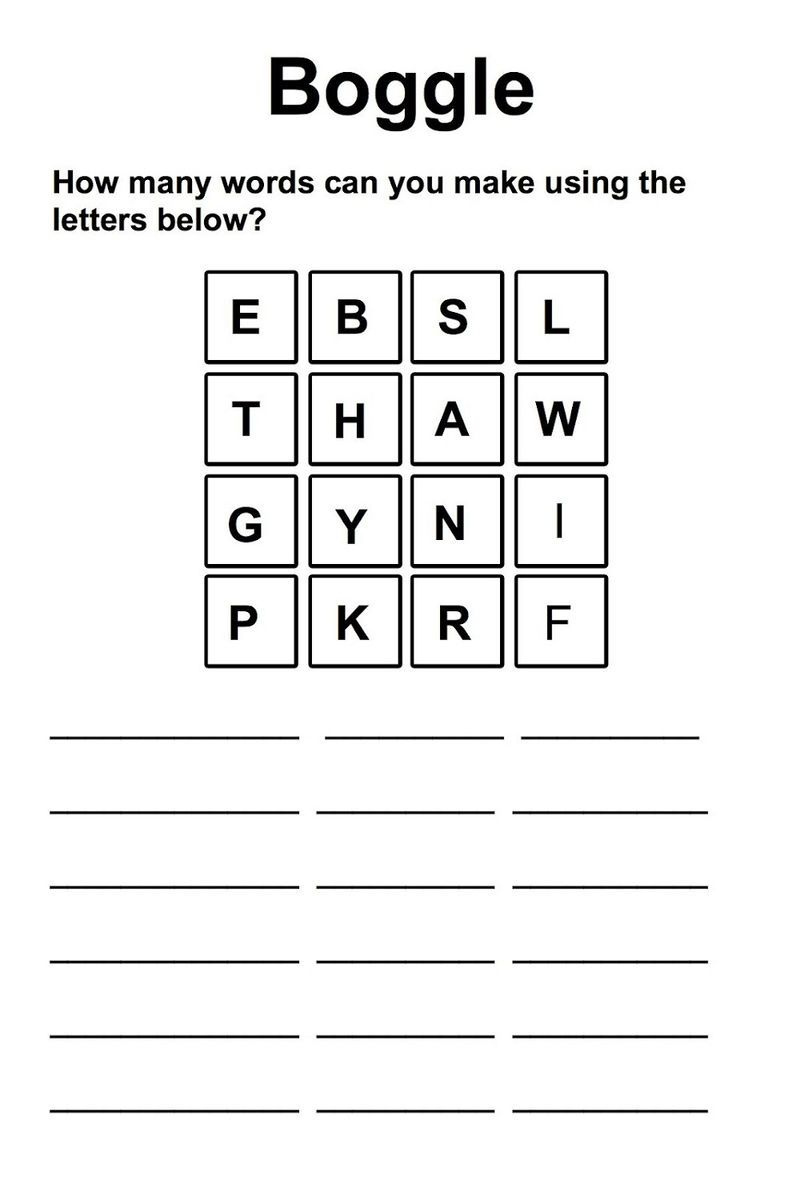 Boggle Word Game Worksheet Word Puzzles For Kids Word Games Boggle