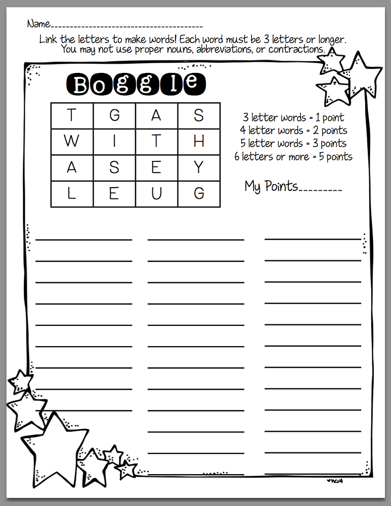 Boggle Word Games Activity Shelter