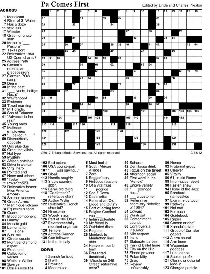 Boston Globe Sunday Crossword Puzzles Printable