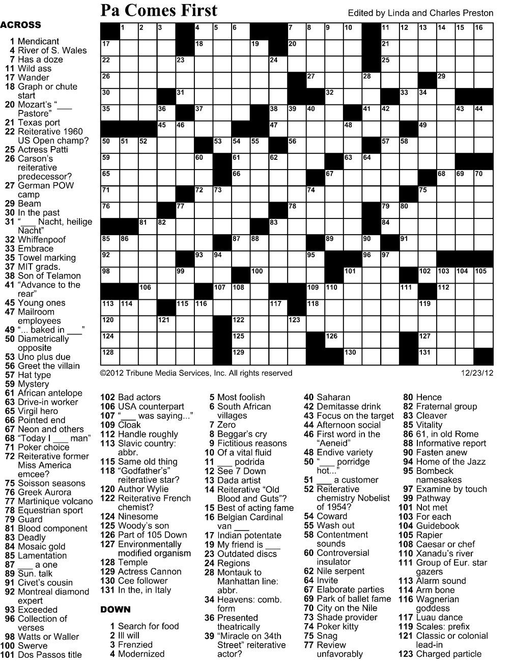 boston globe crossword