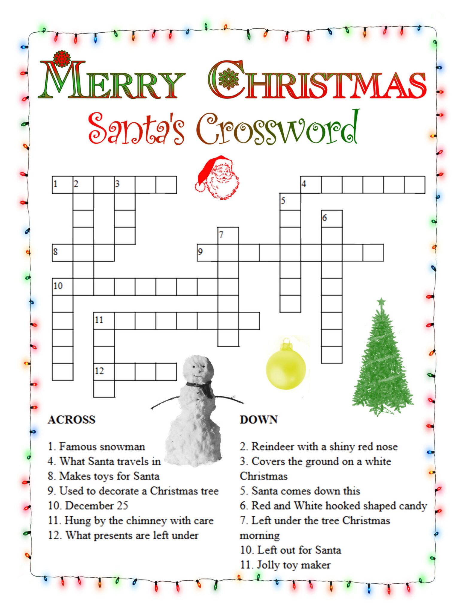 Christmas Crossword Printable Printable Template Free Sally Crossword