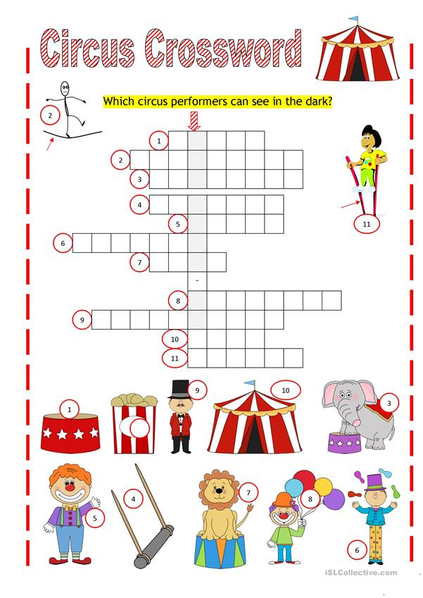 Circus Crossword Worksheet Free ESL Printable Worksheets Made By Teachers