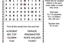 Circus Word Search Puzzle Free Printable Puzzle Games