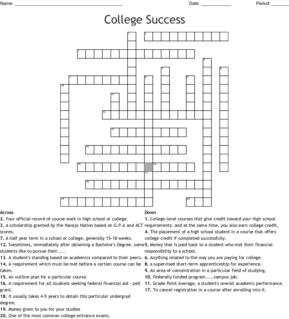 Printable Crossword Puzzles For College Students Sally Crossword Puzzles