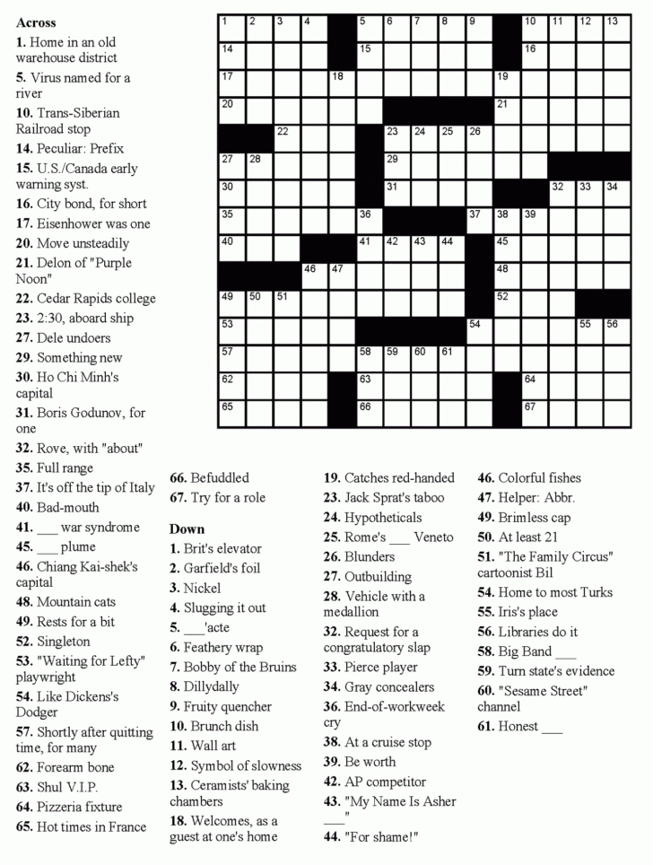 Free Printable Dell Crossword Puzzles