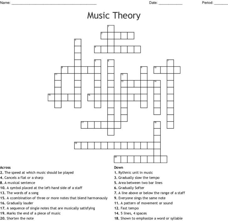 Printable Country Music Crossword Puzzle