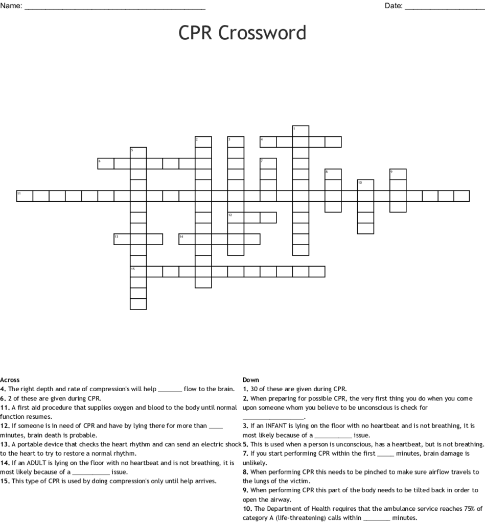 Cpr Worksheet Answer Key Promotiontablecovers Sally Crossword Puzzles
