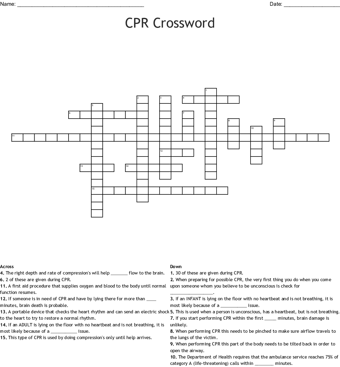 Cpr Worksheet Answer Key Promotiontablecovers