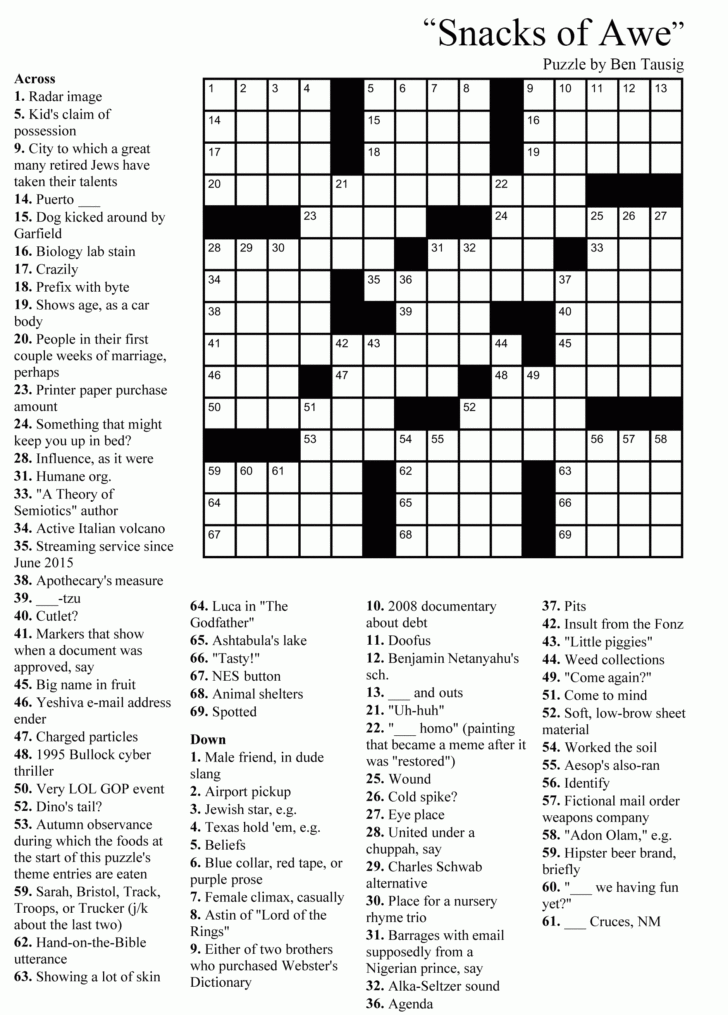 Printable Crossword Puzzles In Categories