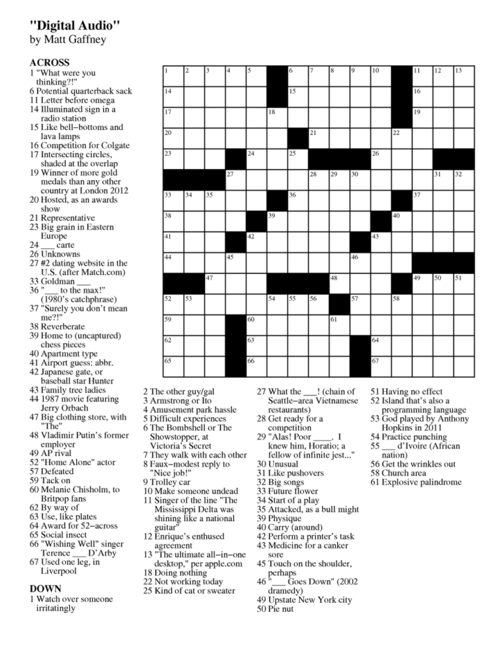 Digital Audio File That Can Be Downloaded Crossword Printable 