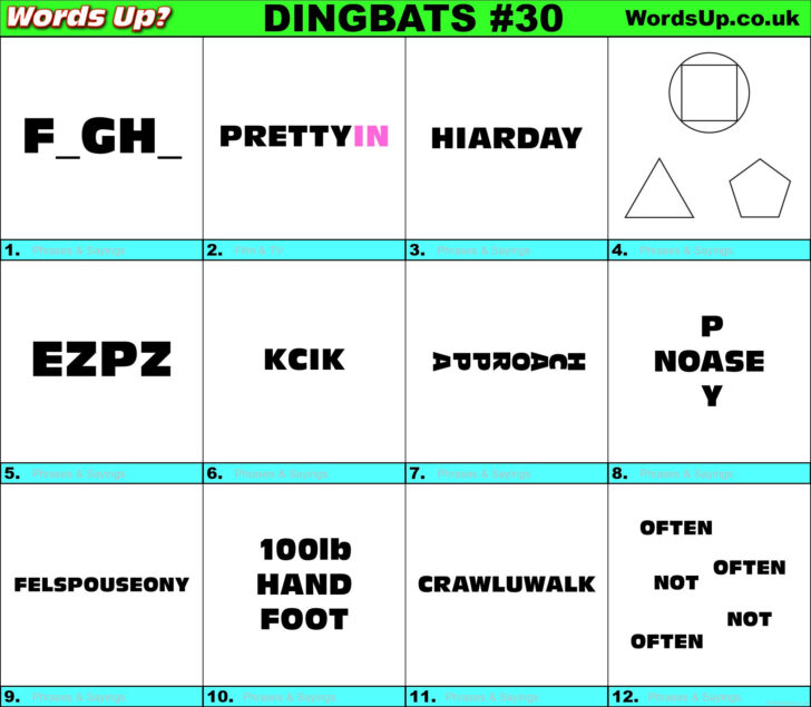 Dingbats Quiz 30 Find The Answers To Over 700 Dingbats Words Up Games ...