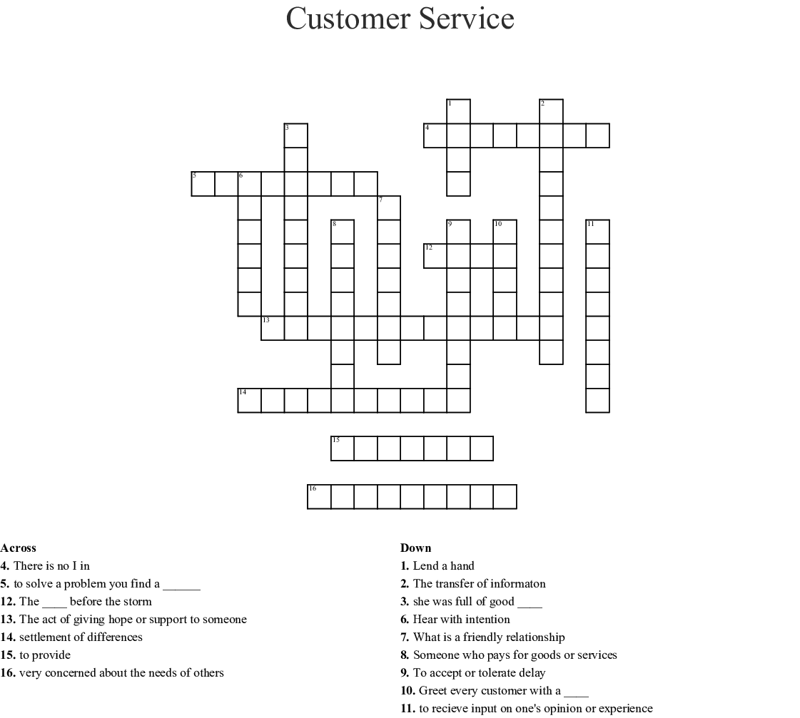  Download 32 Crossword Puzzle For Customer Service