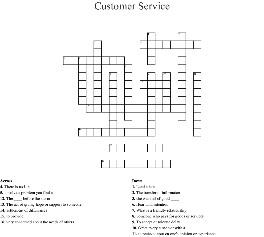 Download 32 Crossword Puzzle For Customer Service Sally Crossword Puzzles