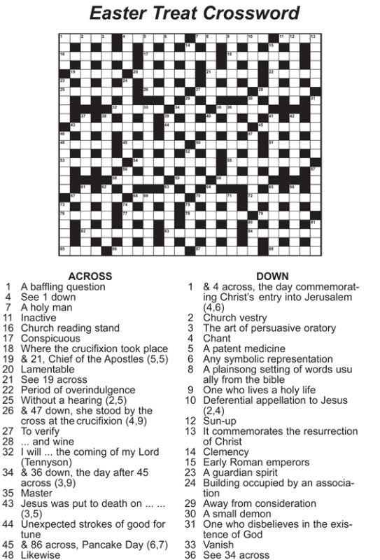 Easter Crosswords For Adults Google Easter Crossword 