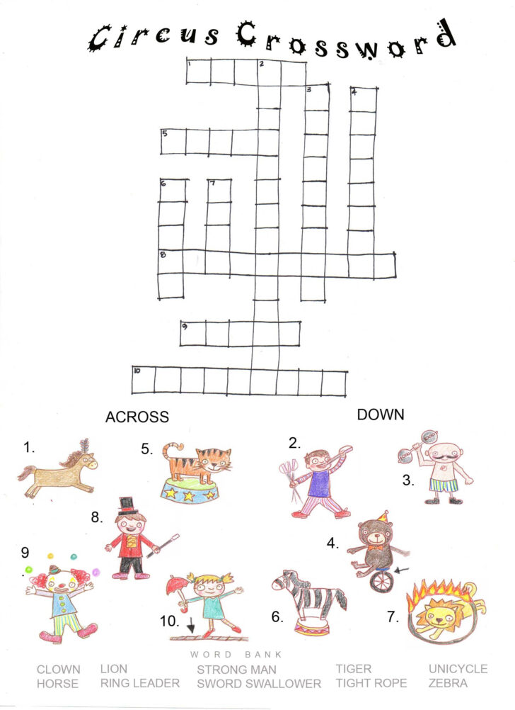 Circus Crossword Puzzle Printable