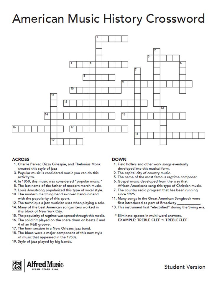 Crossword Puzzles Country Music Printable Sally Crossword Puzzles