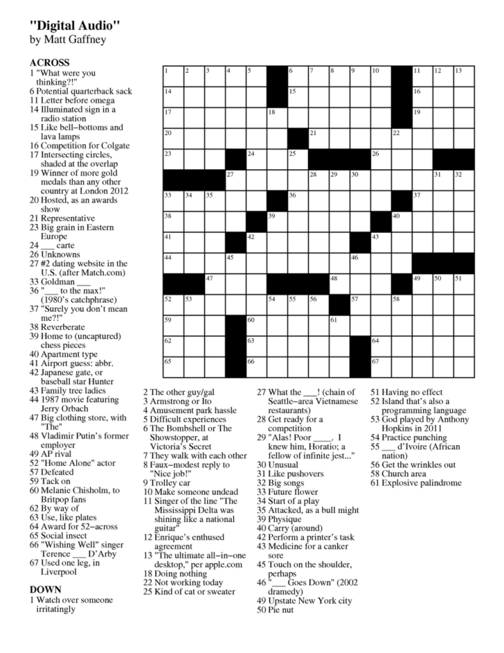 Free Printable Celebrity Crossword Puzzles Puzzle Free