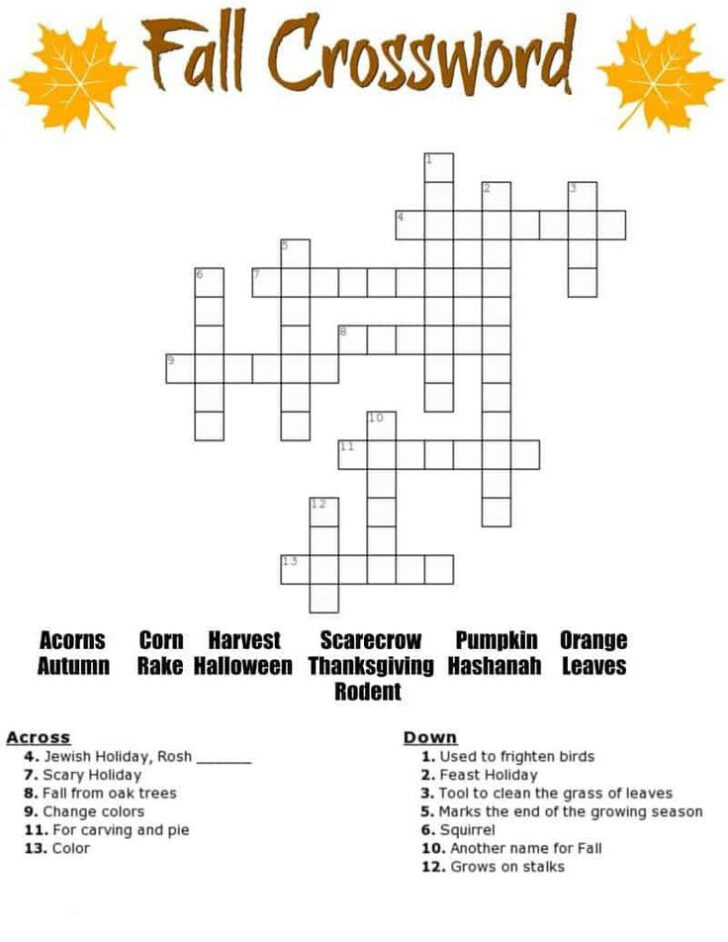 Printable Brain Teasers Crossword Puzzles