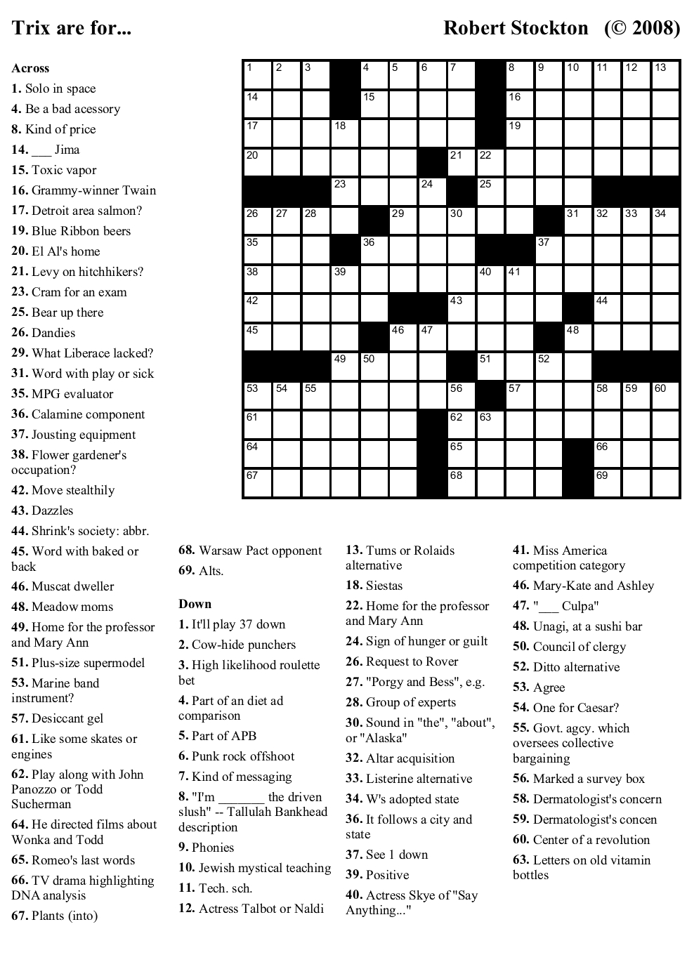 Free Printable Celebrity Crossword Puzzles Printable Crossword Puzzles