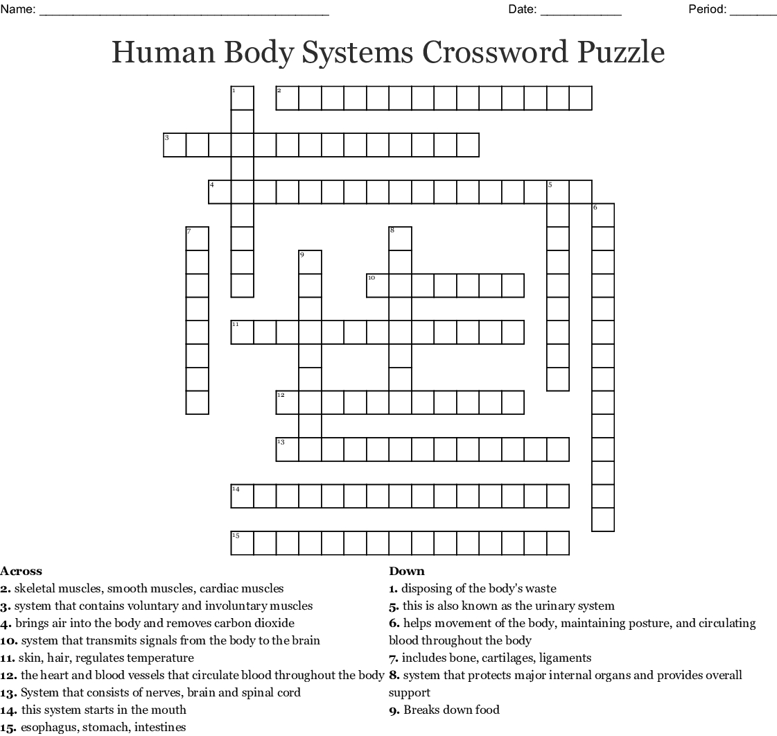 Free Printable Crossword Puzzles Body Parts Printable Crossword Puzzles