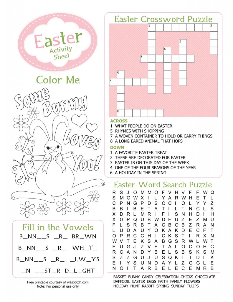 Free Printable Easter Crossword Puzzles For Adults Printable 