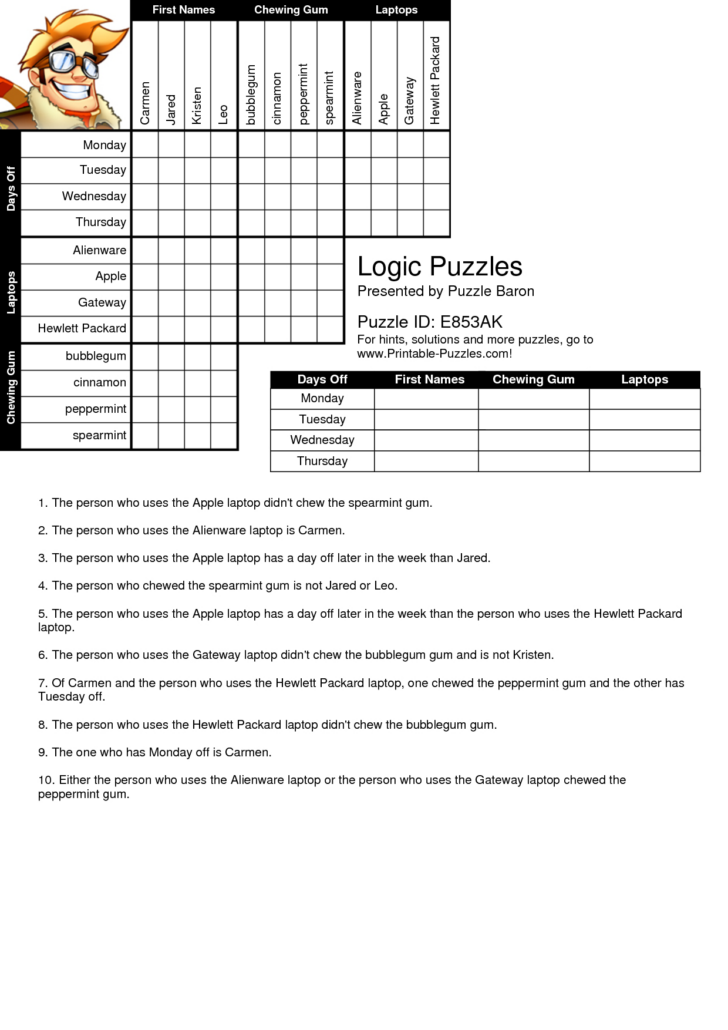 Middle School Logic Puzzles Pdf Printable