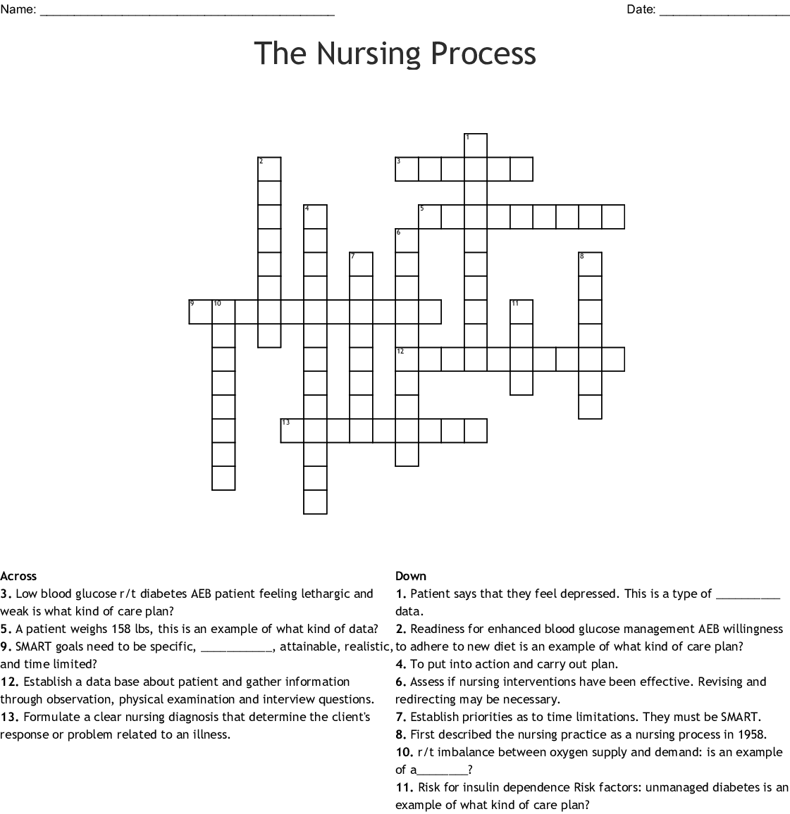 Free Printable Nursing Crossword Puzzles Printable Template 2021