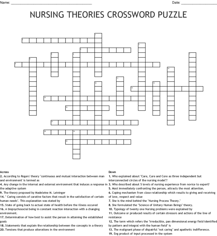 Nursing Week Crossword Printable