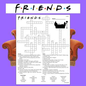 Friends TV Show Crossword By Cosmo Jack s Technology Resources TpT