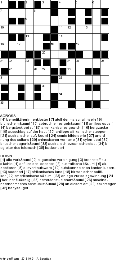 Printable German Crossword Puzzles