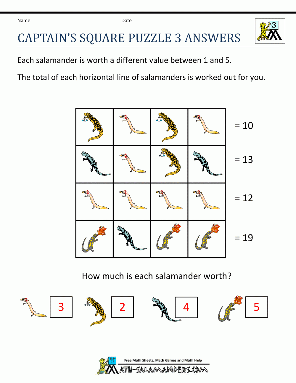 Grade 3 Math Printable Puzzles Printable Crossword Puzzles