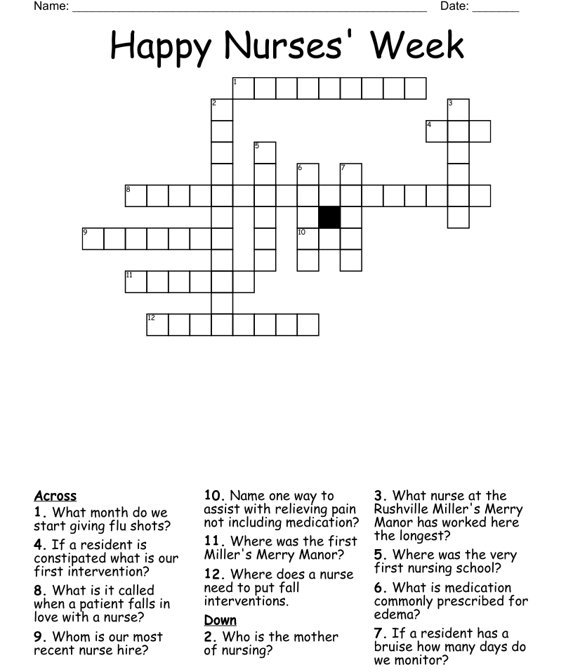 Happy Nurses Week Crossword WordMint