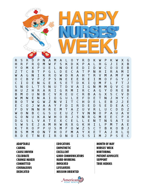 Happy Nurses Week Word Search Puzzle American Home Health s Blog
