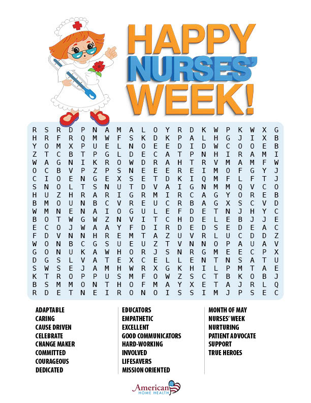 Nursing Word Search Printable