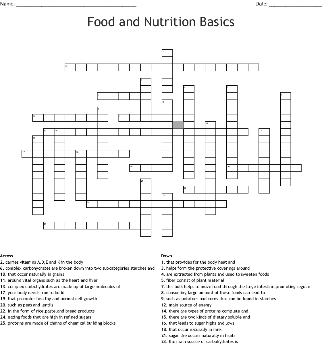 Healthy Eating Crossword Puzzles Printable Printable Template 2021