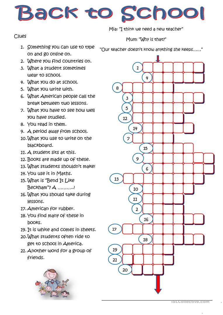 High School English Crossword Puzzles Printable Printable Crossword 