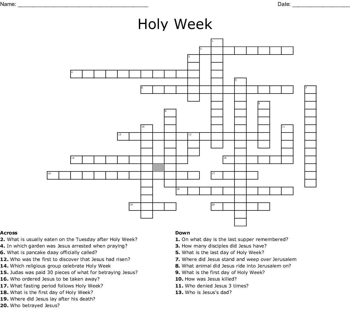 Holy Week Crossword WordMint