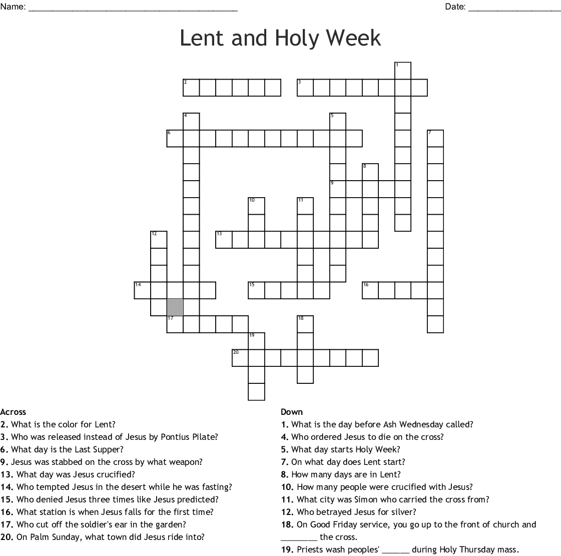 LENTEN CROSSWORD WordMint