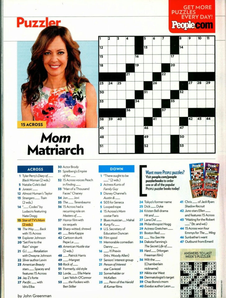 People Magazine Printable Crossword Puzzles