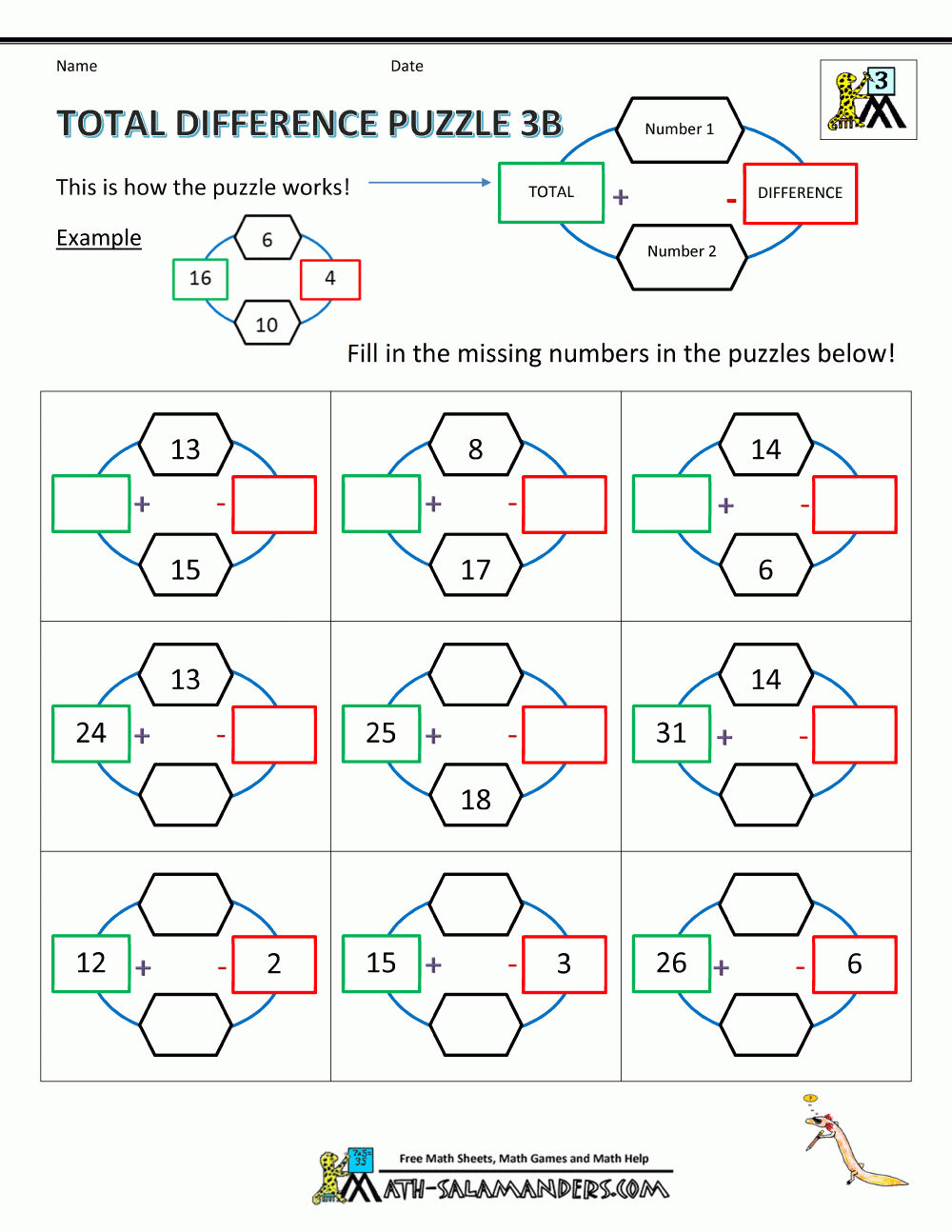 Math Puzzle Worksheets 3rd Grade