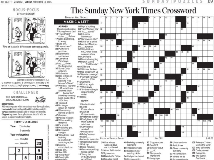 Crossword Puzzle For 12-Year-Old Printable